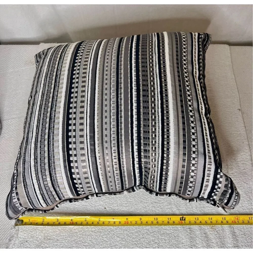 Ashley Furniture Black White & Gray Striped Zip Pillows Set of 2 EC Used on TV